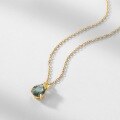 wholesale S925 sterling silver gold-plated minimalist waterdrop-shaped green moss pendant choker necklace, ins style, wholesale from manufacturer-0-1