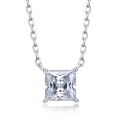 wholesale S925 Silver New 1-Carat Princess-Cut Necklace for Women, High-Carbon Diamond Layering Collarbone Chain for Dropshipping-0-1