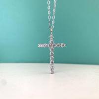wholesale S925 Sterling Silver Niche Full Diamond Cross Pendant Hip-Hop Design Unisex Necklace Light Luxury Neckwear Personality Trend-80 points Moissanite 925 silver