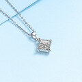 wholesale PT950 platinum-plated S925 silver square moissanite pendant necklace for women, Valentine's Day gift-0-2