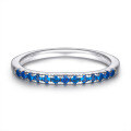 wholesale S925 Sterling Silver Single Row Half Eternity Ring with Rose Gold Plating and Blue Zircon for Women-0-9