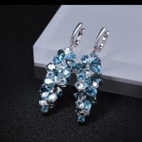 wholesale S925 Silver Inlaid Natural Topaz Stud Earrings, High-End Designed Jewelry Accessories with Natural Colored Gemstone Earrings-Green Agate
