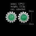 wholesale Gold-Plated 925 Silver High-Carbon Diamond Muzo Green Natural Chalcedony New Chinese Style Hao Lei Same Versatile Women's Earrings-0-1