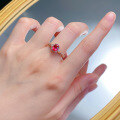 wholesale S925 Silver Stunning New Simulation 5*7mm Oval Ruby "Pigeon's Blood Red" French Romantic Ring for Live Stream-0-3