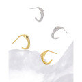 wholesale S925 Sterling Metal Small Design Personality Silver Earrings Temperament Ins Style Geometric Light Surface C-Shape Ear Studs Women-0-1