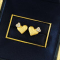 wholesale S925 Gold-Plated Alloy Heart Brushed Earrings, Stylish and Versatile with a High-End Feel, Mu Jing Jewelry Spring and Summer New Collection-0-3