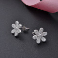 wholesale S925 Sterling Silver Zircon Cross-Border Minimalist Style Women's Fashion Earrings, Floral Diamond-Studded Earrings for Women-0-2