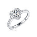 S925 Silver Moissanite Six-Claw Light Luxury Adjustable Ring-0-55