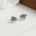 wholesale S925 Sterling Silver Cloud-Pull Earrings, Retro Cute Oxidized Silver Hedgehog Studs, Cross-Border Direct from Manufacturer-0-2