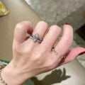 Sterling Silver Moissanite Marquise Stackable Triple Ring Set-0-2