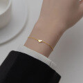 wholesale S925 Sterling Silver Mini Smooth Heart-shaped Simple Live Streaming Source Bracelet S5086-0-1