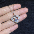 S925 Sterling Silver Moissanite Luxury Heart Necklace Pendant Wholesale-0-1