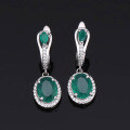 wholesale S925 Silver Natural Green Agate Elegant Earrings Fashionable Gemstone Crystal Ear Accessories-0-0
