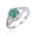 wholesale S925 Sterling Silver Cross-Border Hot-Selling Multicolored Gemstone Natural Emerald Ring with Crystal and Sapphire, Unisex-0-1