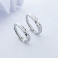 wholesale Geometric sterling silver couple's rings, a niche design open-ended pair, understated luxury gift for boyfriend or girlfriend on holidays-0-1
