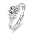 PT950 Platinum Plated 925 Sterling Silver Floral 1-Carat Moissanite Engagement Ring-0-3