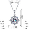 S925 Silver Moissanite Necklace with Floral Pendant, Simple and Versatile Daily Gift-0-3