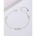 wholesale 925 Sterling Silver Infinite Loop Figure 8 Anklet for Women, Minimalist Korean Style, Niche High-End Ankle Chain for Summer-0-0