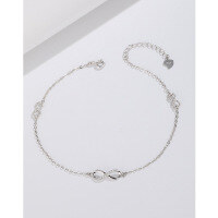 wholesale 925 Sterling Silver Infinite Loop Figure 8 Anklet for Women, Minimalist Korean Style, Niche High-End Ankle Chain for Summer-Platinum anklet 925 silver