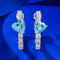 wholesale Metal material first: A pair of shiny new jewelry pink diamond aqua heart stud earrings, hoop style-0-2