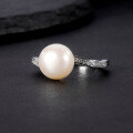 wholesale S925 Sterling Silver Fashionable and Elegant Light Luxury High-end 9mm Bread-shaped Freshwater Pearl Ring-0-2