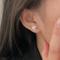 wholesale Sterling Silver Minimalist Four-Leaf Clover Stud Earrings for Women, Dainty and Versatile Fresh Style Ear Accessories Trendy-0-2