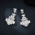 wholesale S925 Sterling Silver Gold-Plated, Cloud Same Jewelry Cross-Border Source Luxury Full Drill D Color Moissanite Leaf Earrings-0-3