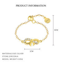 wholesale S925 Sterling Silver Bow-shaped Zircon Earrings For Women, Luxury Fashion Euro-american French Style Cross-border Earrings-K2153-Gold 925 Silver