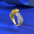 wholesale S925 Silver New 8*10mm Wealth-Attracting Yellow Diamond Personalized Ring for Women, Minimalist Daily Ins Style-0-3
