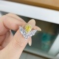 wholesale 925 Sterling Silver V-Shaped Ring with Pink Diamond Teardrop and Marquise Wheat Design, Versatile Instagram Style, TikTok Live Hot Seller-0-6