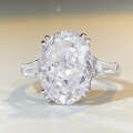 wholesale S925 Sterling Silver New Cross-Border Hit Large Cocktail Ring for Women with 10-Carat High Carbon Cubic Zirconia-0-3