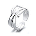 wholesale S925 Sterling Silver Irregular Creative Multi-layer Wrap Open Ring, Popular in Europe and America for Fashion Trendsetters-0-4