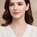 Sterling Silver Castle Pendant Necklace, Trendy Minimalist Layering Chain, Moissanite Accent-0-2