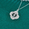 S925 Sterling Silver Four-Leaf Clover Dreamcatcher Necklace with Moissanite Pendant-0-1