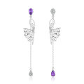 wholesale 925 Sterling Silver Plated 18k Gold Paris Dancer Natural Gemstone Earrings European and American Fashion Long Colored Gem Earrings-0-4