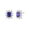 wholesale S925 Sterling Silver Jewelry, Light Luxury 5A Ultra-Sparkling Zircon Earrings, Vintage and Elegant Blue Tanzanite Earrings-0-0