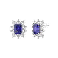 wholesale S925 Sterling Silver Jewelry, Light Luxury 5A Ultra-Sparkling Zircon Earrings, Vintage and Elegant Blue Tanzanite Earrings-Premium 5A Blue Tanzanite, White 4A Zircon &gt; 925 Silver