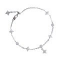 Sterling Silver Adjustable Star Square Full Zirconia Push-Pull Bracelet-0-3