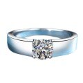 S925 Sterling Silver Moissanite Ring, 1 Carat Proposal, White Gold Plated, Men's 05 Carat-0-3
