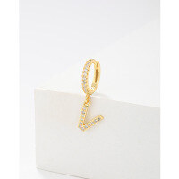 wholesale 925 Sterling Silver Amazon Cross-border Single Alphabet Earrings for Women, Fashion Hoop Ear Cuff, Versatile Ear Accessories-V Single>925 Silver