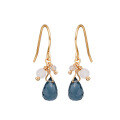 wholesale S925 silver plated with 14K gold, Dunli Jewelry Japanese minimalist gentle style teardrop blue quartz earrings-0-0