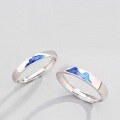 wholesale S925 Sterling Silver Maker's Cloud Sea Moment Simple and Literary Adjustable Couple Rings for Valentine's Day Gift-0-2