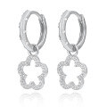 wholesale 925 Sterling Silver Micro-Paved Zircon Flower Hoop Earrings with Clasp, Fashionable, Fresh, and Sweet Small Luxe Style Hollow-Out Ear Jewelry-0-0