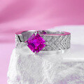 wholesale 925 Silver ZHUO Zhifan New 6*6 Rubellite Pink Sapphire Open Adjustable Ring for Women,-0-2