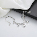wholesale S925 Sterling Silver Double-Layer Small Beads with Multiple Small Heart Charms Bracelet, Korean Style Elegant and Gentle Women's Accessory-0-1