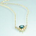wholesale S925 Sterling Silver with Emerald Inlaid Nano Fashion Minimalist Luxury Pendant Necklace-0-1
