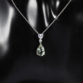 wholesale S925 Sterling Silver Fresh and Elegant Natural Gemstone Necklace Pendant with a Premium Feel, Featuring Natural Green Amethyst-0-2