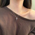 wholesale Metal S925, women's cross necklace in ins style with diamond accents, delicate collarbone chain, sophisticated neck accessory-0-1