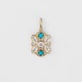 wholesale S925 Silver Opal and Turquoise Vintage-inspired Openwork Design Pendant by Dunli Jewelry-0-5