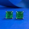 wholesale Metal material first, Mu Jing new 92S5 silver simulated Paraiba 7*7 ear studs square-0-1